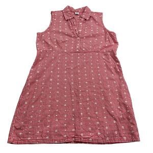 VTG 90s Old Navy Clothing Co Red Gingham Collared Picnic Tank Dress, Size XL